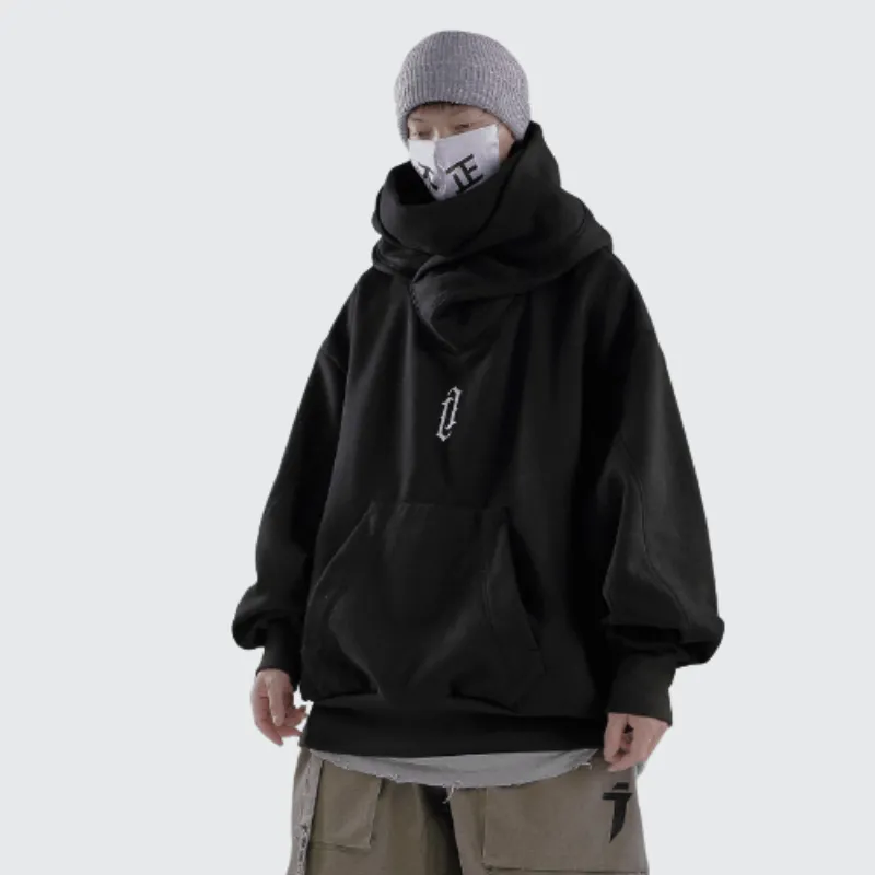 High Neck Hoodie With Pockets