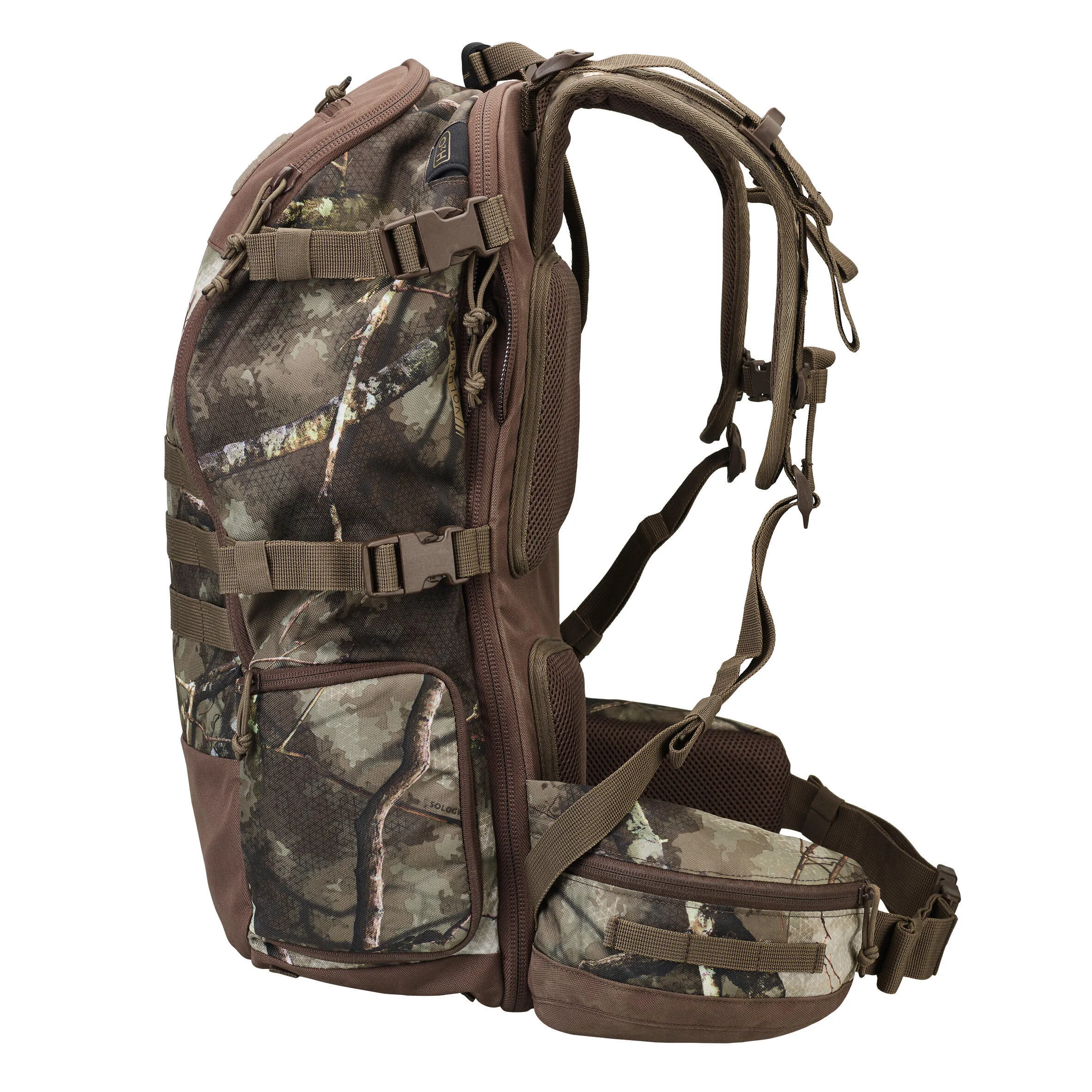 Hunting backpack TREEMETIC X-Access 45 L compact camouflage SOLOGNAC, khaki