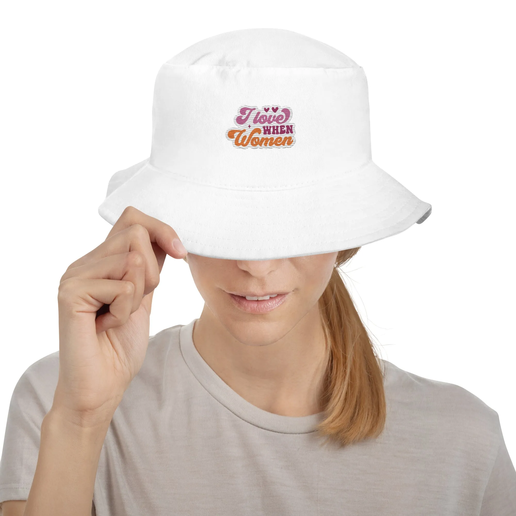 I Love WHEN Women Premium Embriodered Bucket Hat