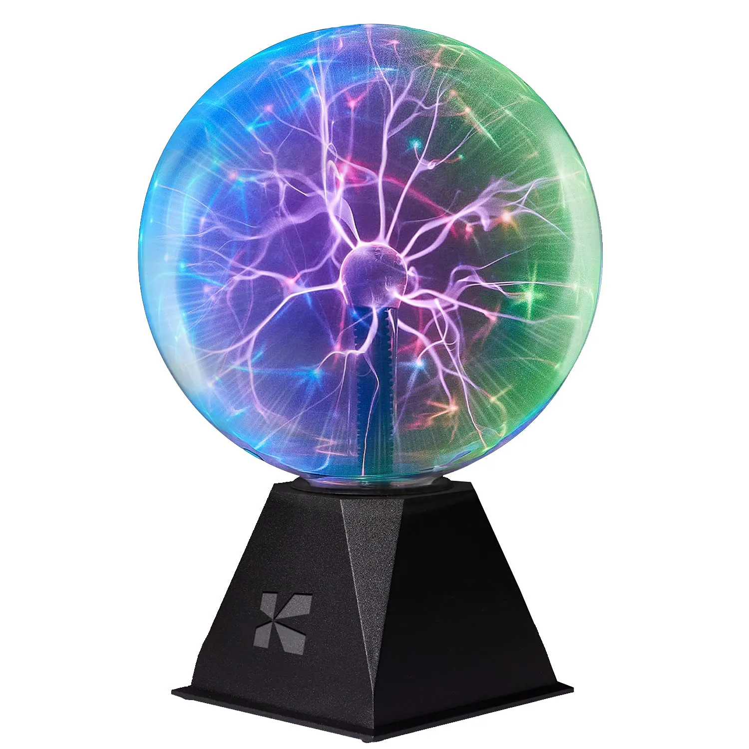 Katzco Colorful Plasma Ball - 8 Inch Static Electricity in a Vacuum Pressurized Glass