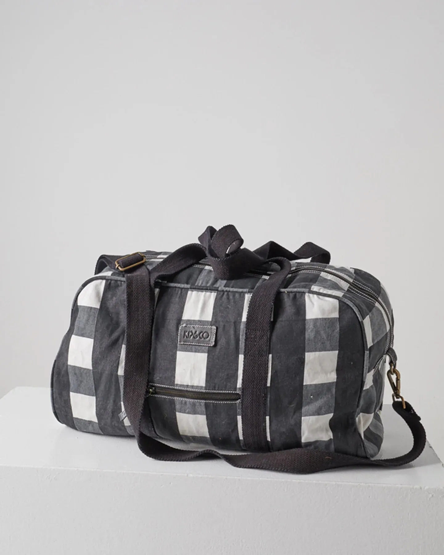 Kip & Co Black & White Gingham Duffle Bag