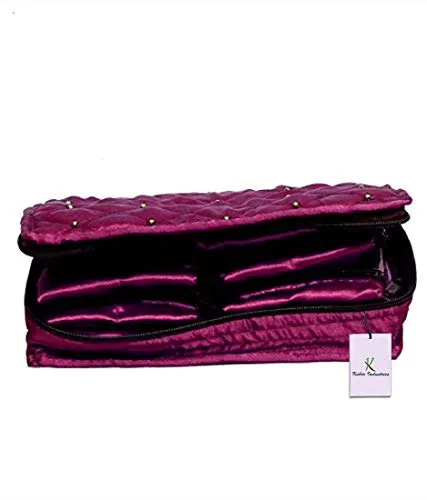 Kuber Industries Satin Jewellery Pouch Kit, Purple