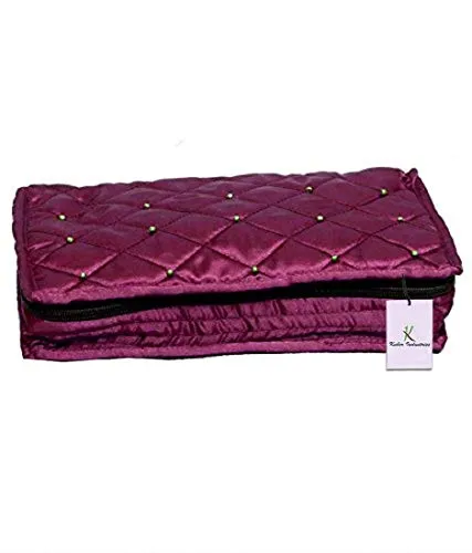 Kuber Industries Satin Jewellery Pouch Kit, Purple