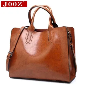 Ladies Oil wax Leather hand bag for Women Famou Brand Trunk Handbags Luxury Designer Femme Casual Tote large Travel Shoulder Bag