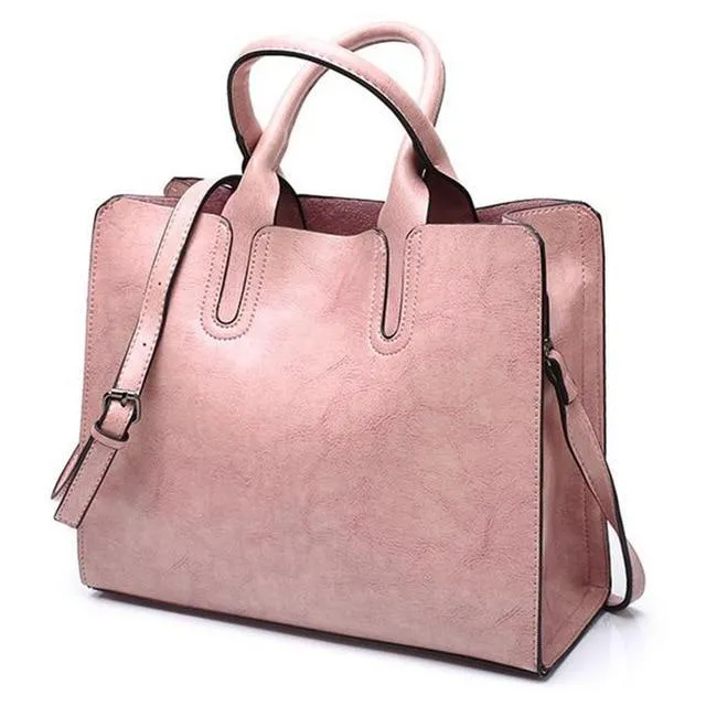 Ladies Oil wax Leather hand bag for Women Famou Brand Trunk Handbags Luxury Designer Femme Casual Tote large Travel Shoulder Bag