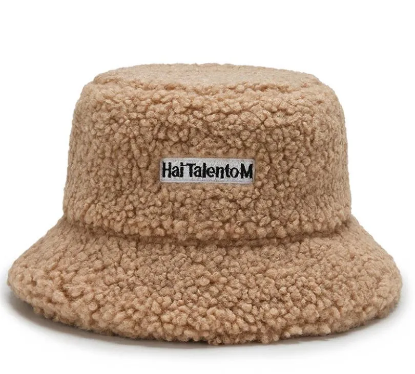 Lamb Wool Faux Fur Warm Winter Borg Winter Bucket Hats For Women