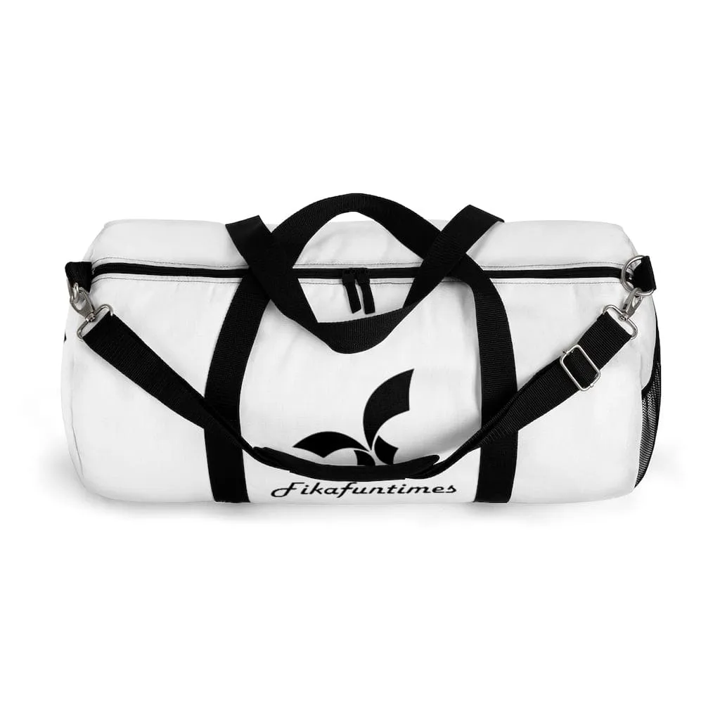 Lightweight Fikafuntimes Black Logo Print Duffel Bag