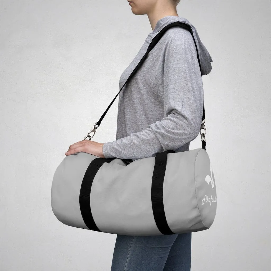 Lightweight Fikafuntimes White Logo Print Duffel Bag