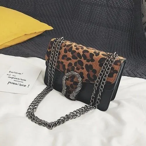 Luxury Handbags Women Bags Designer Ladies Chains Shoulder Bags Leather Handbags Fashion Leopard Pattern Bags For Women 2018