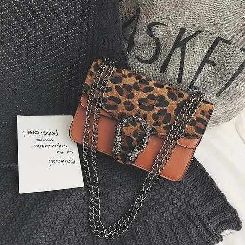 Luxury Handbags Women Bags Designer Ladies Chains Shoulder Bags Leather Handbags Fashion Leopard Pattern Bags For Women 2018