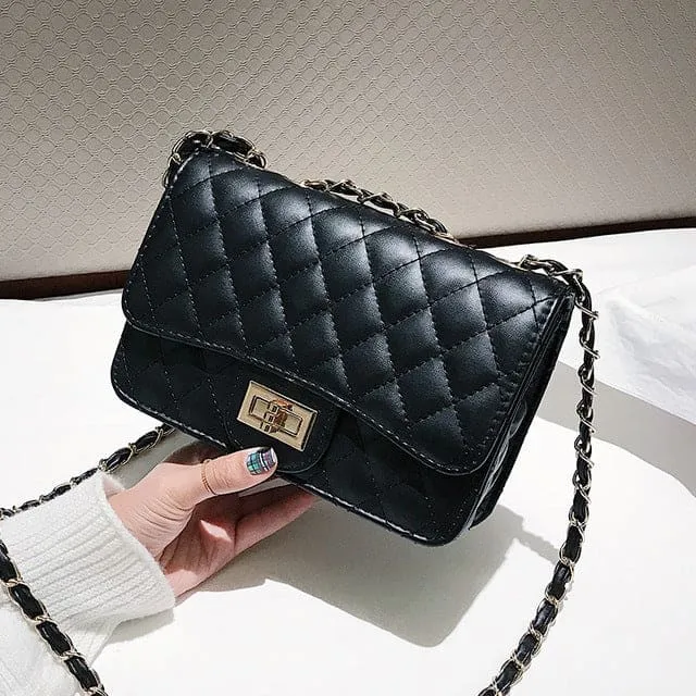 Luxury PU Leather Fashion Chain Women Flap Clutch