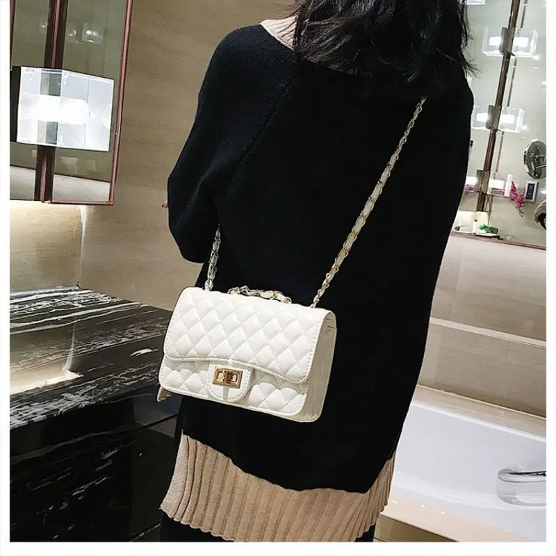 Luxury PU Leather Fashion Chain Women Flap Clutch