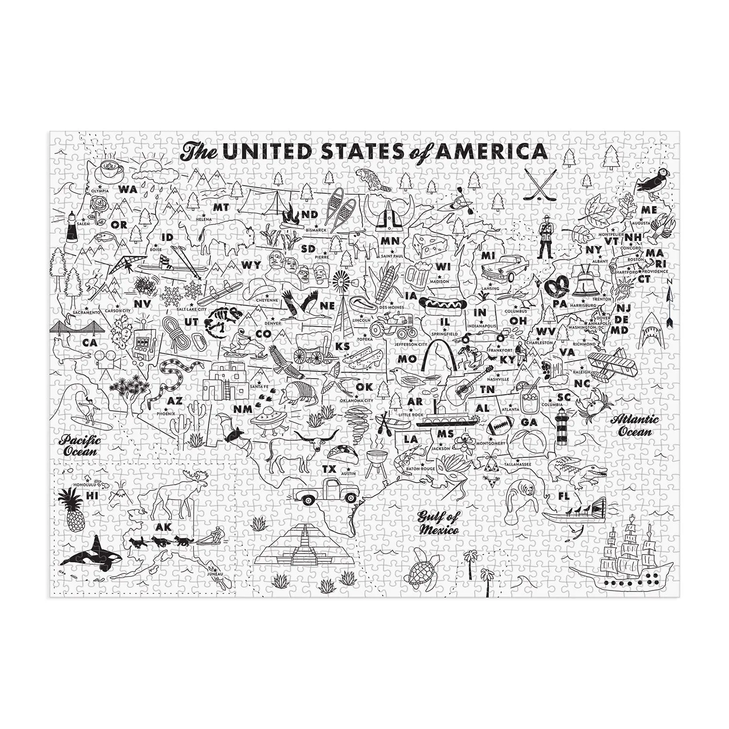 Maptote USA Color-In 1000 Piece Puzzle