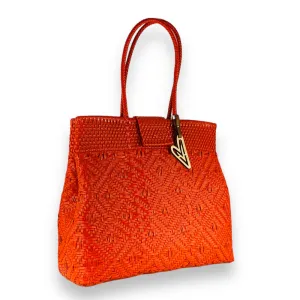 Maria Victoria | Orange | Upcycled, Handwoven, Multicolor Shoulder Tote