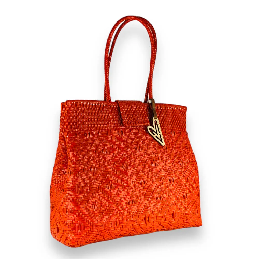 Maria Victoria | Orange | Upcycled, Handwoven, Multicolor Shoulder Tote