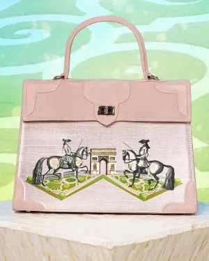 Marquise Paris Champs-Élysées Equestrian Top Handle Shoulder Bag in Soft Pink