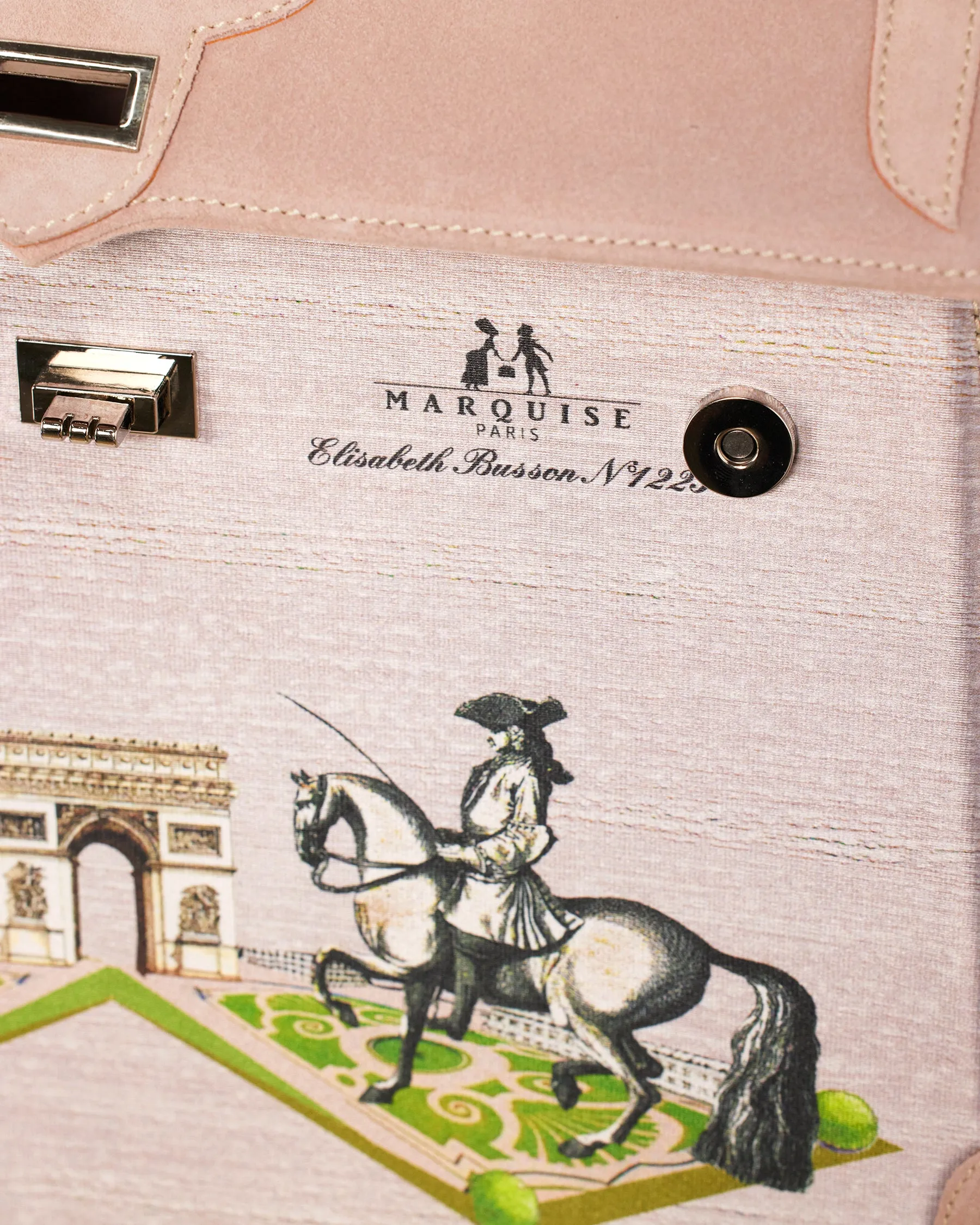 Marquise Paris Champs-Élysées Equestrian Top Handle Shoulder Bag in Soft Pink