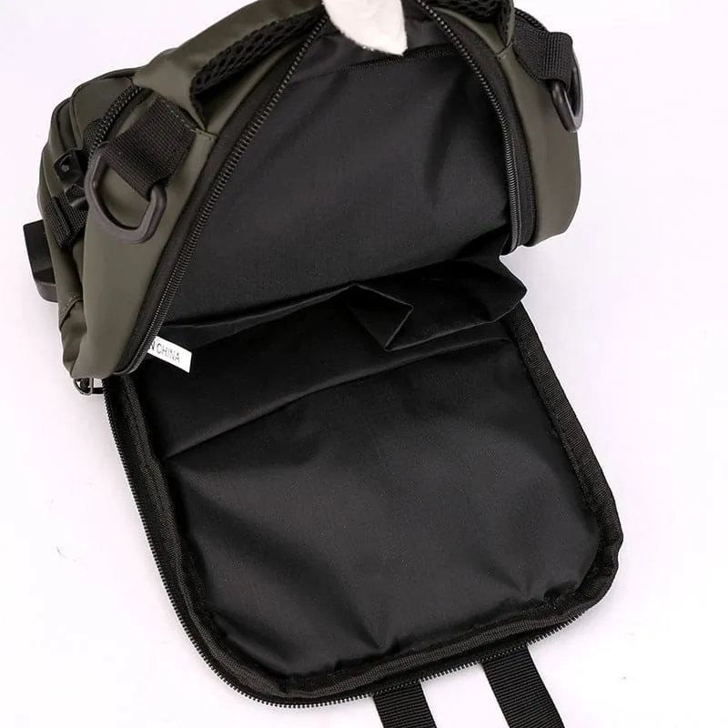 Men Waterproof USB Charging Port Backpack & Crossbody Bag