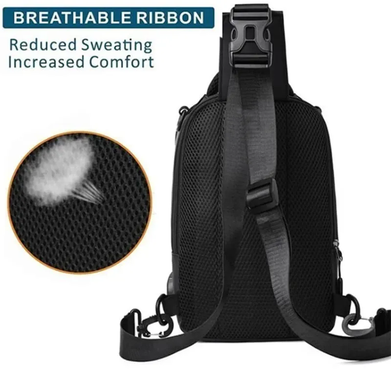 Men Waterproof USB Charging Port Backpack & Crossbody Bag