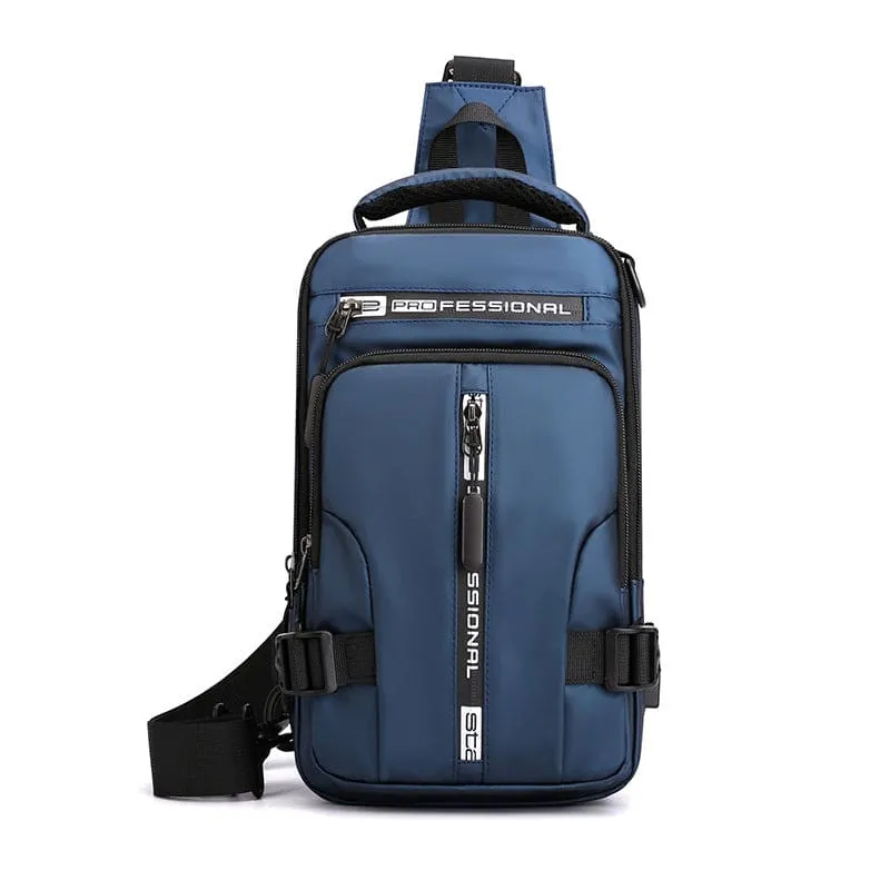 Men Waterproof USB Charging Port Backpack & Crossbody Bag