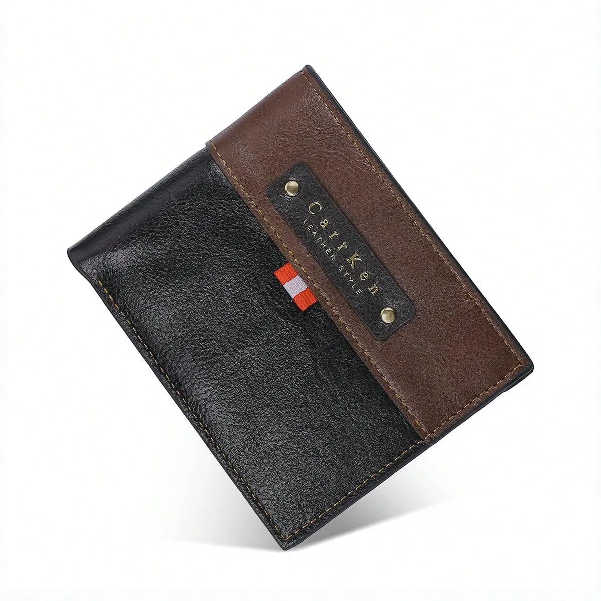 Men's Retro Fashion Color Block Short Wallet, Horizontal Large Capacity Card & Id Holder, Gift For Men