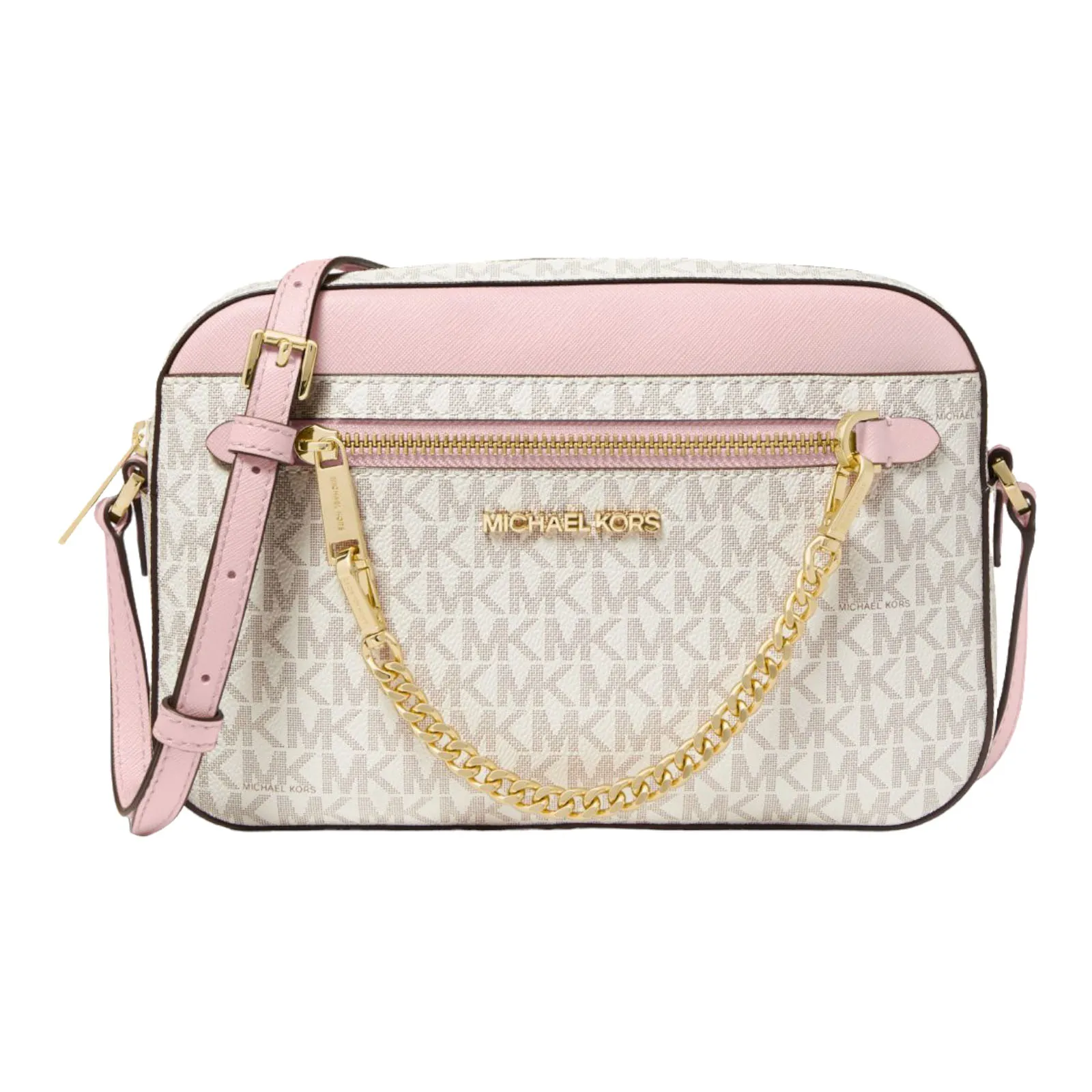 Michael Michael Kors Jet Set Large Logo Crossbody Bag, white/pink