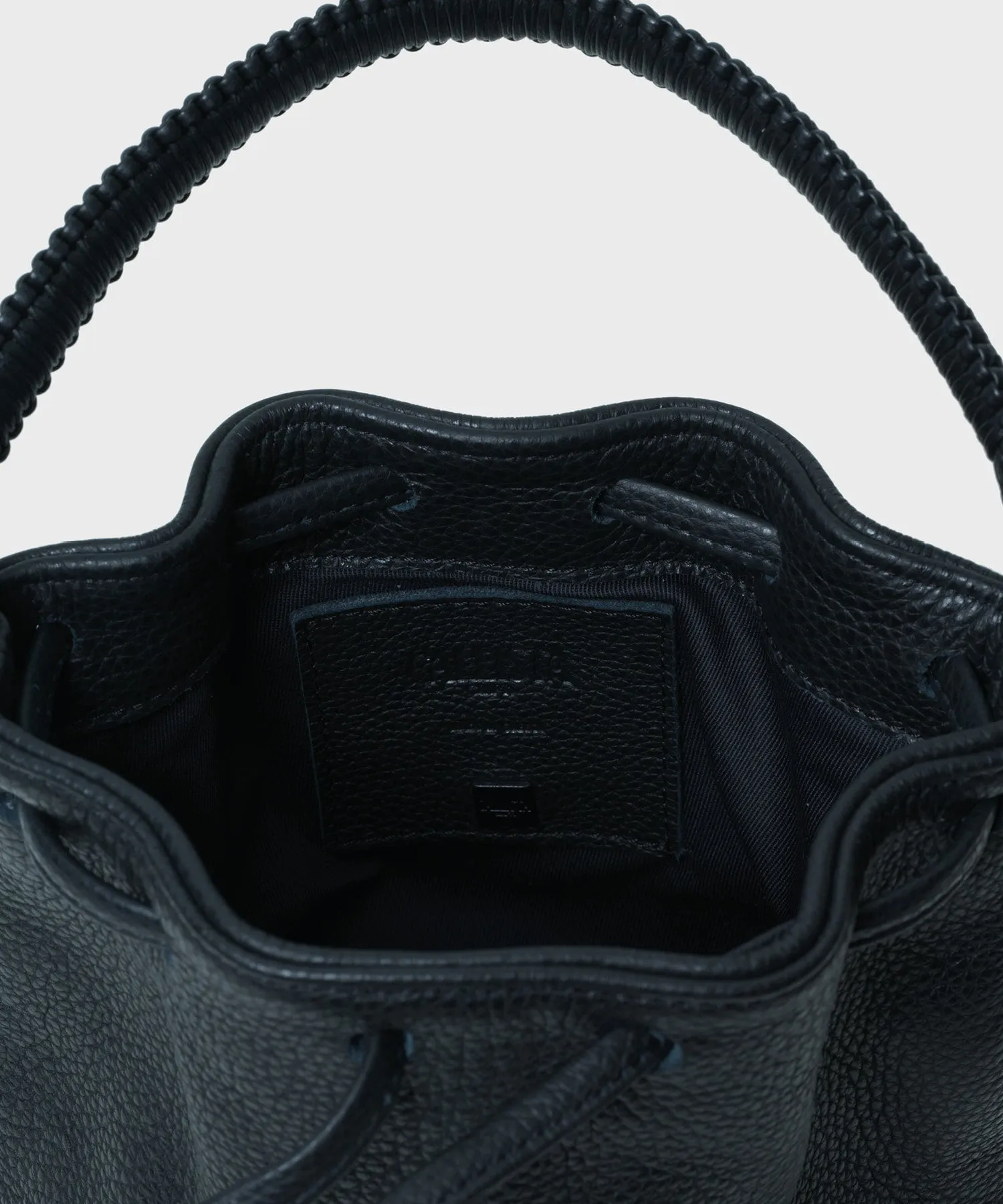 Micro Bucket Grained Leather Black