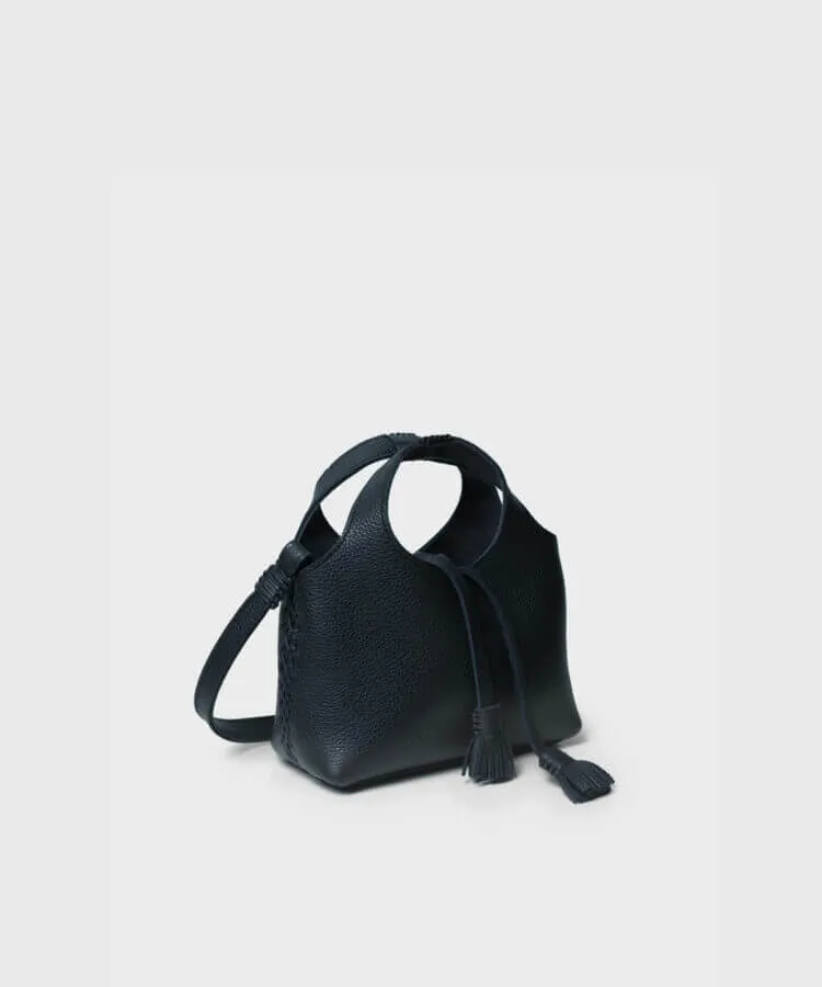 Micro City Mini Tote Grained Leather Black