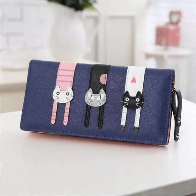 Modern Cat Stitching Zipper Wallet