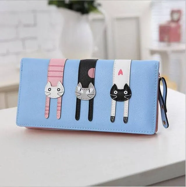 Modern Cat Stitching Zipper Wallet