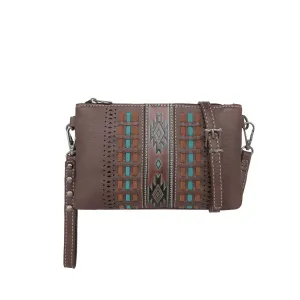 Montana West Ladies Aztec Embossed Collection Clutch/Crossbody - Coffee - MW1153-181