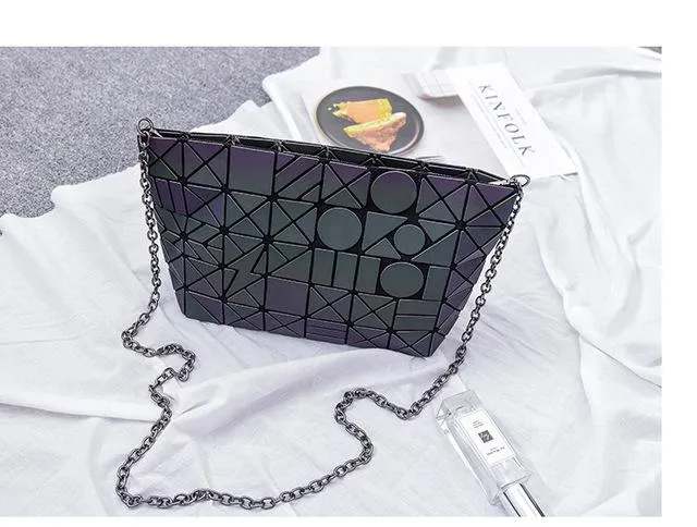 New Designer Fashion bag Women Luminous Sac Bag Tote Geometry Quilted Shoulder Bags Laser Plain Folding Chain Bags