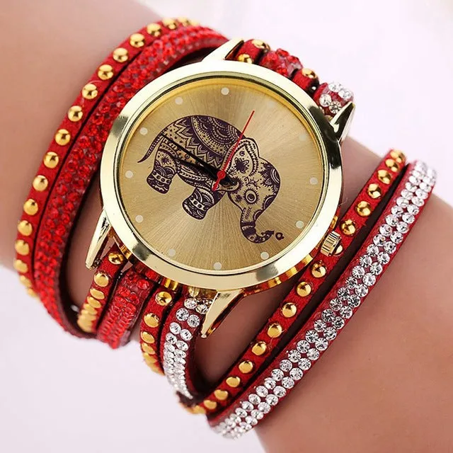 New Popular Fashion Elephant Pattern Bracelet Watches  Watch Women Dress Classical Jewelry Quartz Wristwatch XR955