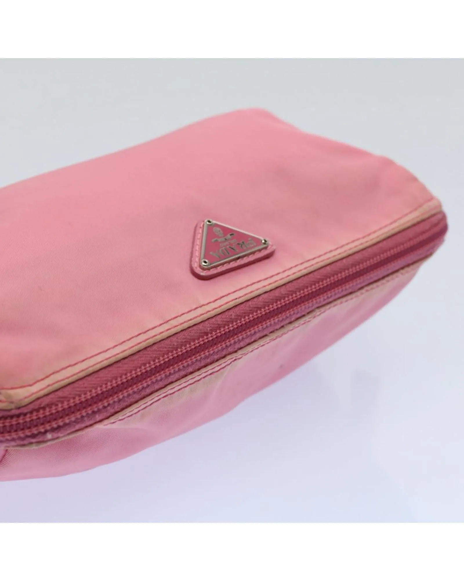 Nylon Pink Pouch Accessory with Surface Rubbing