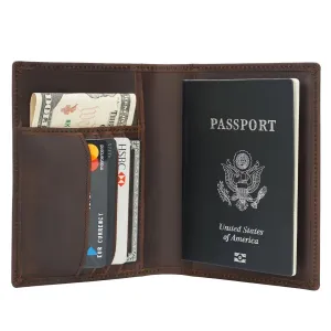 Polare Slim RFID Blocking Leather Passport Holder Travel Bifold Wallet For Men