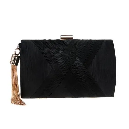 SEKUSA Fashion Women Bag Tassel Metal Small Day Clutch Purse Handbags Chain Shoulder Lady Evening Bags Phone Key Pocket Bags