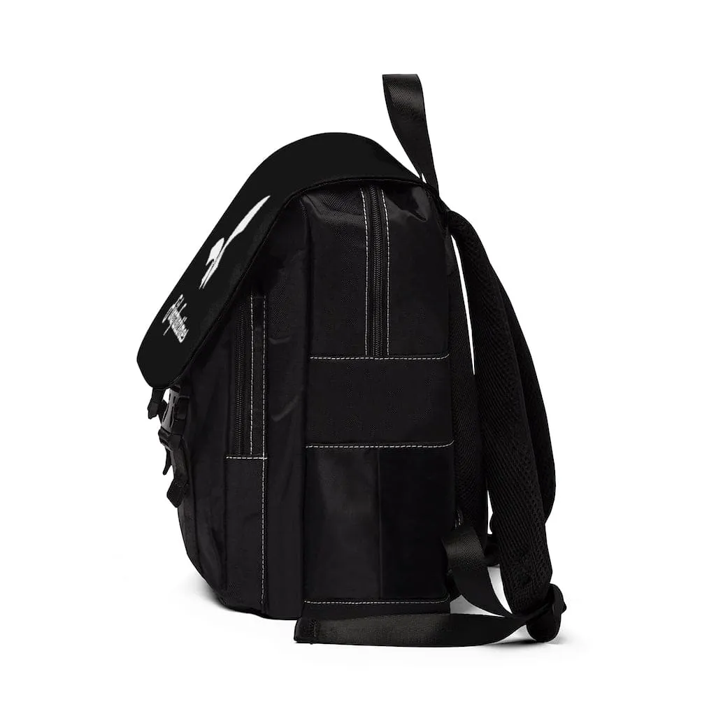 Side Pocket Fikafuntimes Logo Print Laptop Backpack