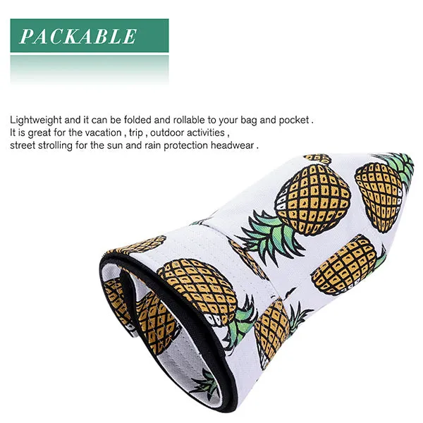 Unisex Funky Pineapple Print Bucket Hat Reversible Packable Cap