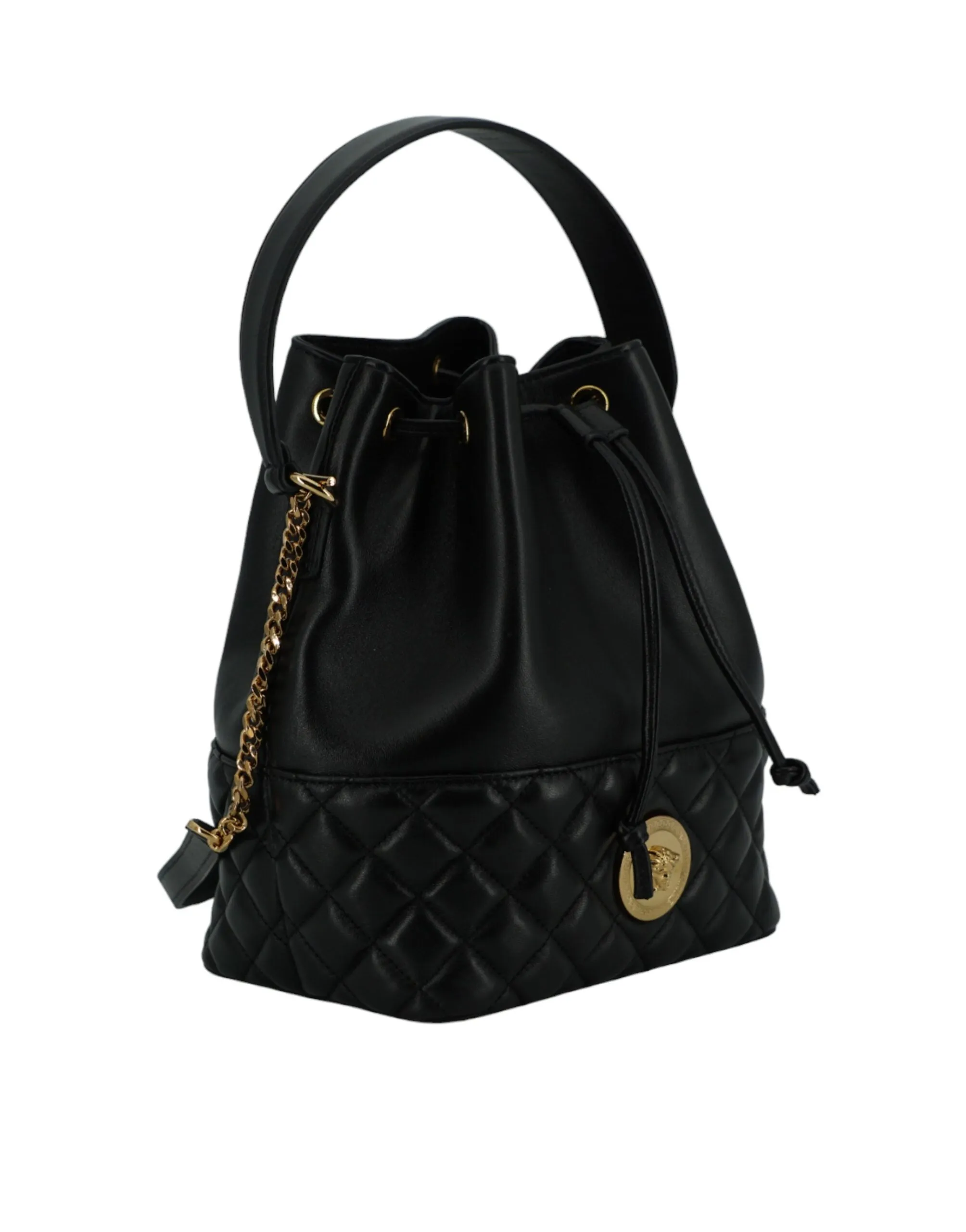 Versace Medusa Black & Gold Bucket Shoulder Bag