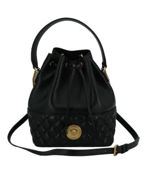 Versace Medusa Black & Gold Bucket Shoulder Bag