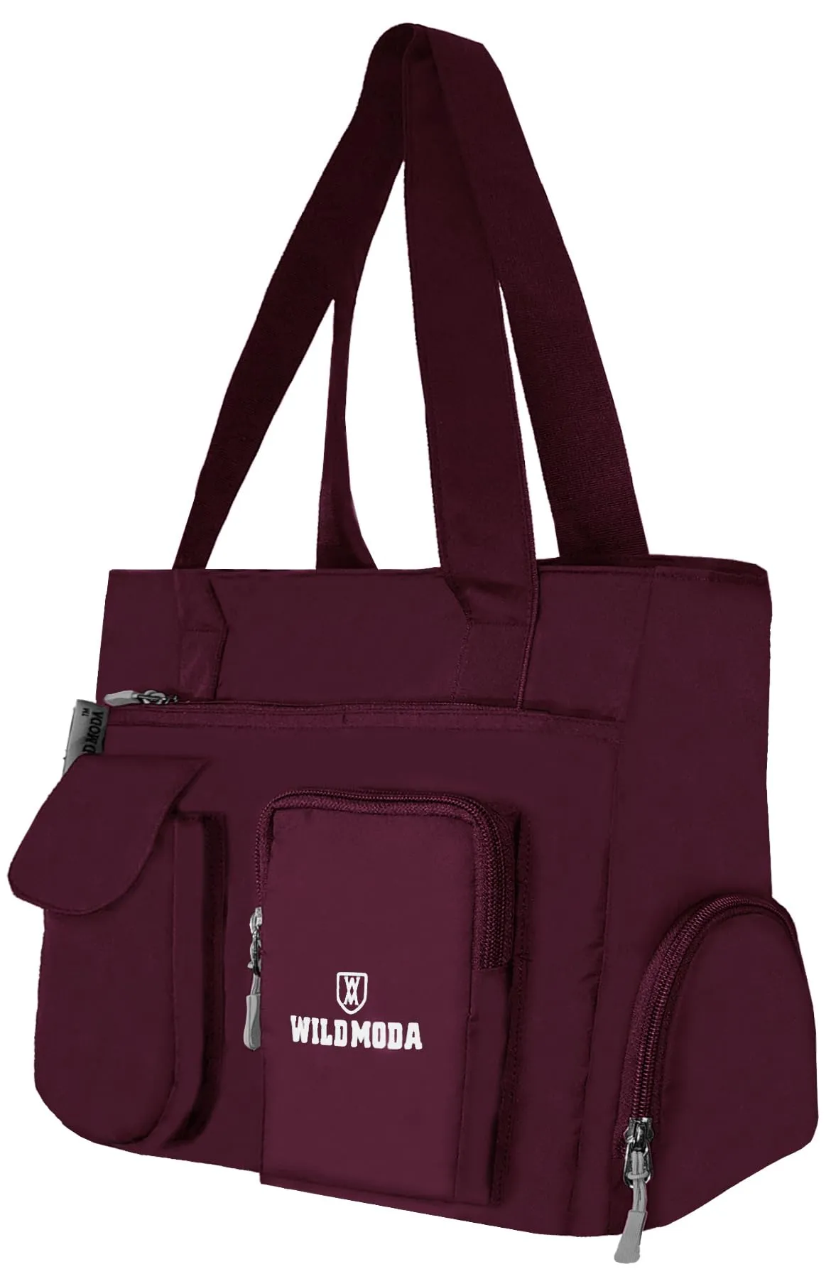 WILD MODA Classic Polyester Double Pocket Shoulder Bag (Maroon)