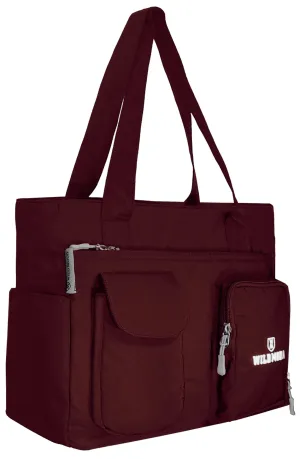 WILD MODA Classic Polyester Double Pocket Shoulder Bag (Maroon)