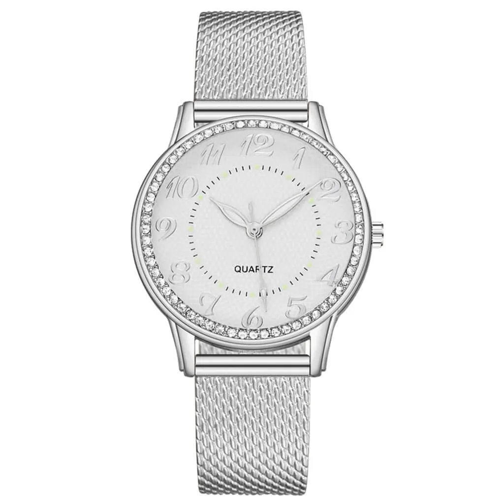 Women Watches Top Brand Luxury 2022 Fashion Diamond Ladies Wristwatches Stainless Steel Silver Mesh Strap Female Quartz Watch