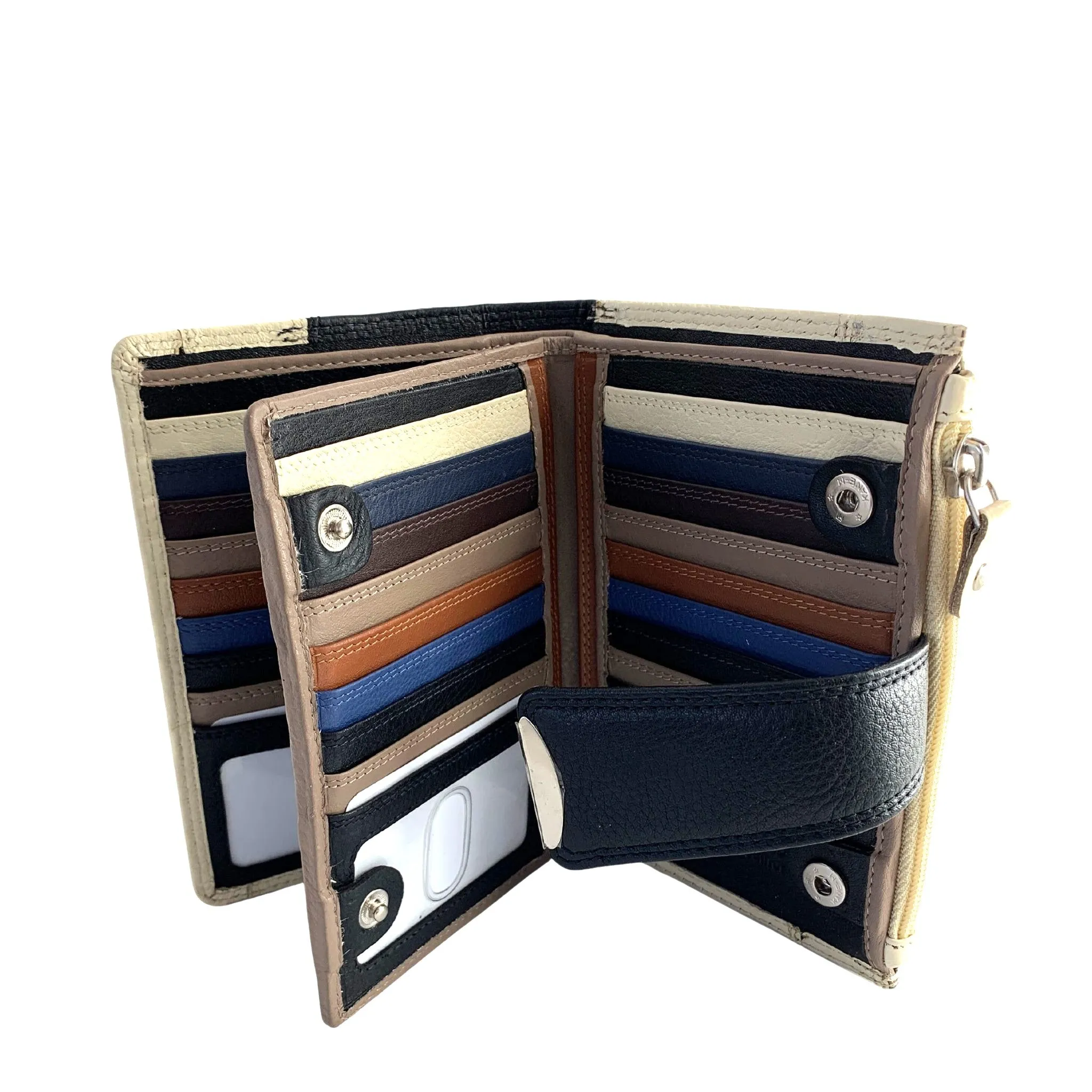 ZMX09 ~ Funky Multi-colour Ladies Leather Wallet