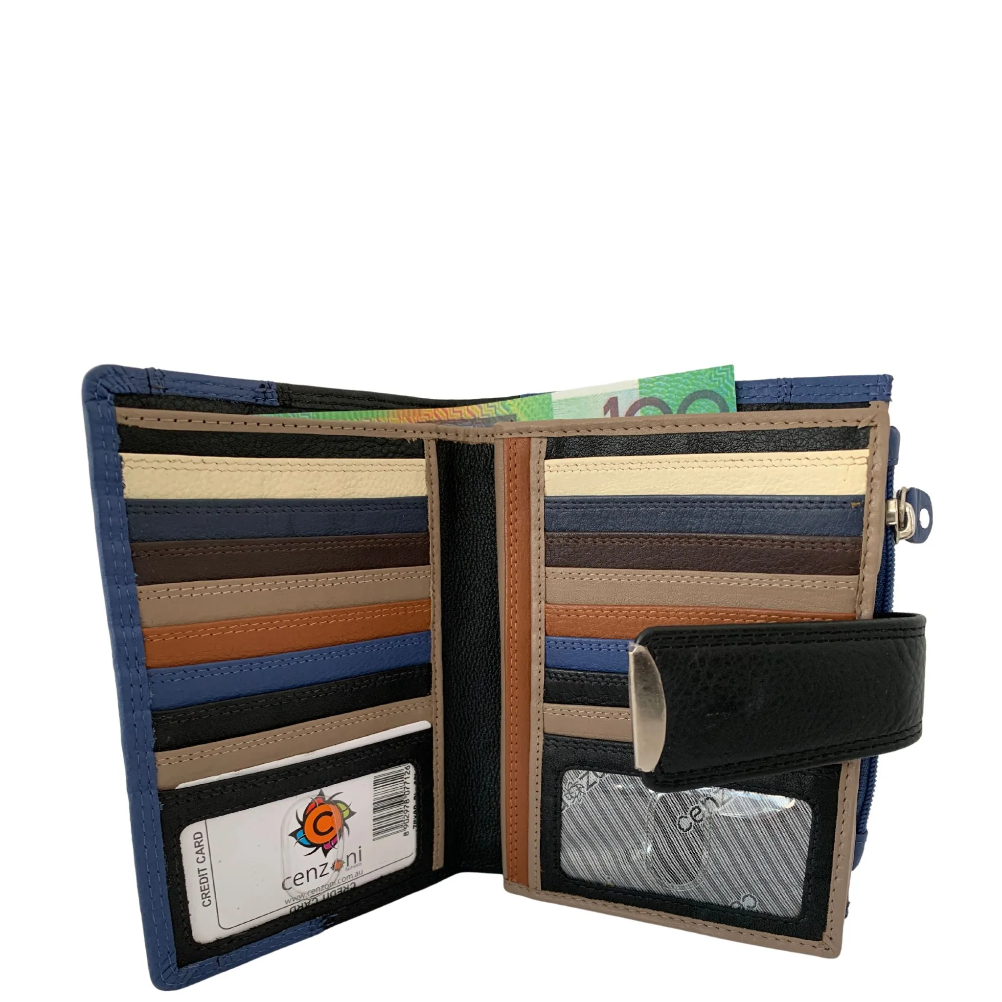 ZMX09 ~ Funky Multi-colour Ladies Leather Wallet